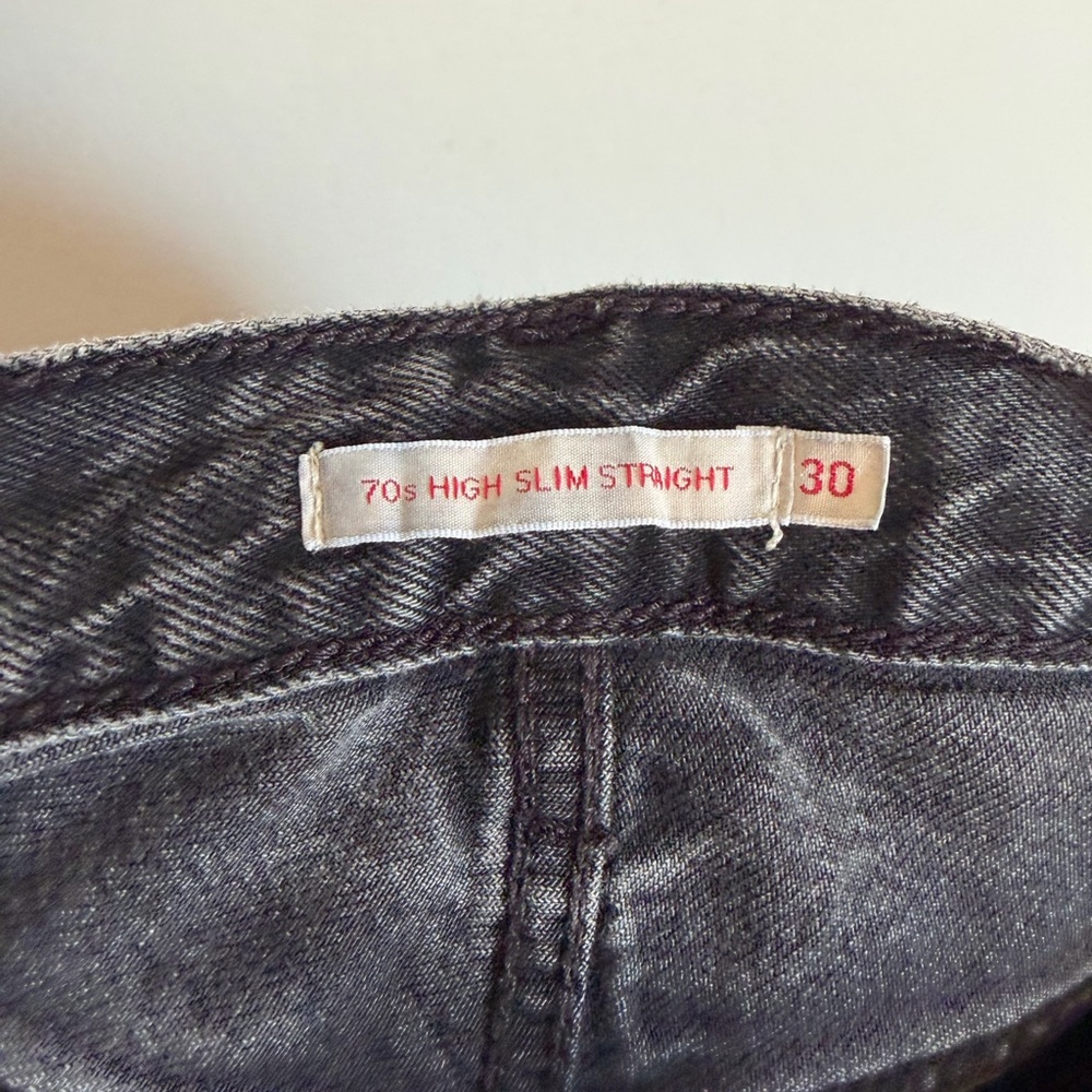 Levi’s Premium Denim Washed Black 70s High Slim Straight Jeans size 30 - Picture 6 of 9